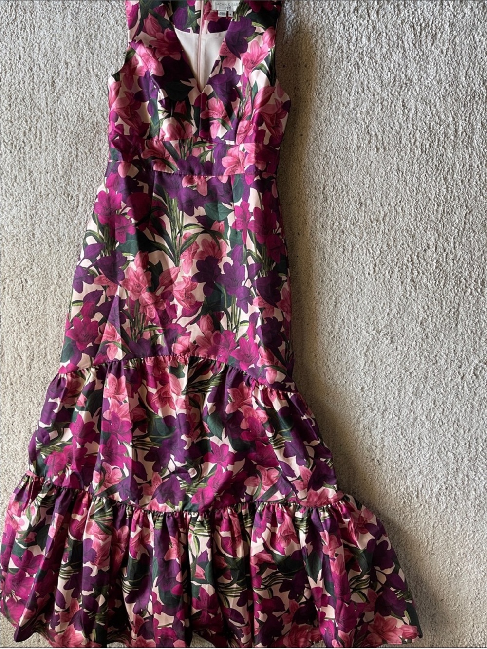 ✨NEW✨SACHIN BABI Rori Floral Tiered Gown in CASA BLANC Mikado Maxi Dress - Picture 5 of 11